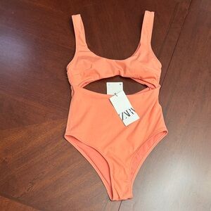 Zara Women's Orange One Piece Swimsuit